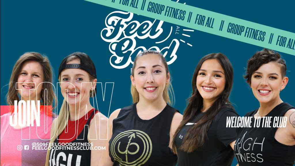 Feel Good Fitness Ads with pictures of instructors